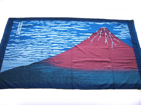 Japanese Pattern Bath Towel - Red Fuji - Made in Japan
