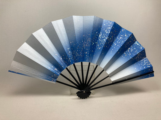 Blurred blue fan with Silvery hologram foil spread